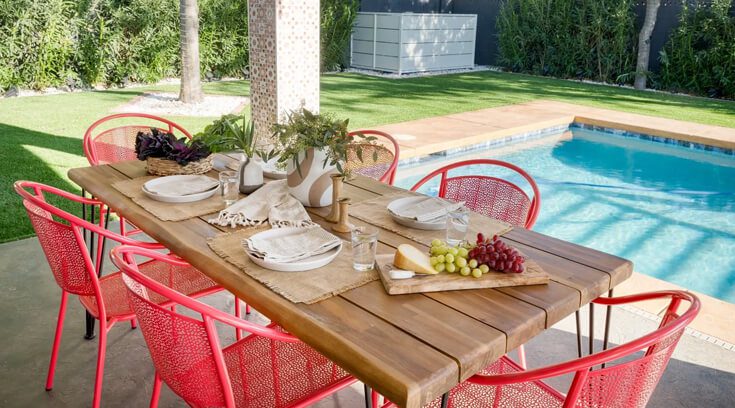 A table with plates and bowls on it